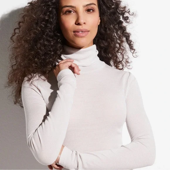 NWT ZIMMERLI Rolled Silk Cotton Dove Turtleneck Long Sleeve Top - Picture 2 of 11